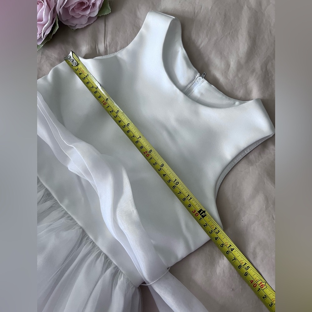 US Angels White Satin Pink Flower Girl Tulle Petal Party Formal Dress 6X 6 - Picture 13 of 17